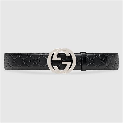 Men's Black Gucci Signature Leather Belt 